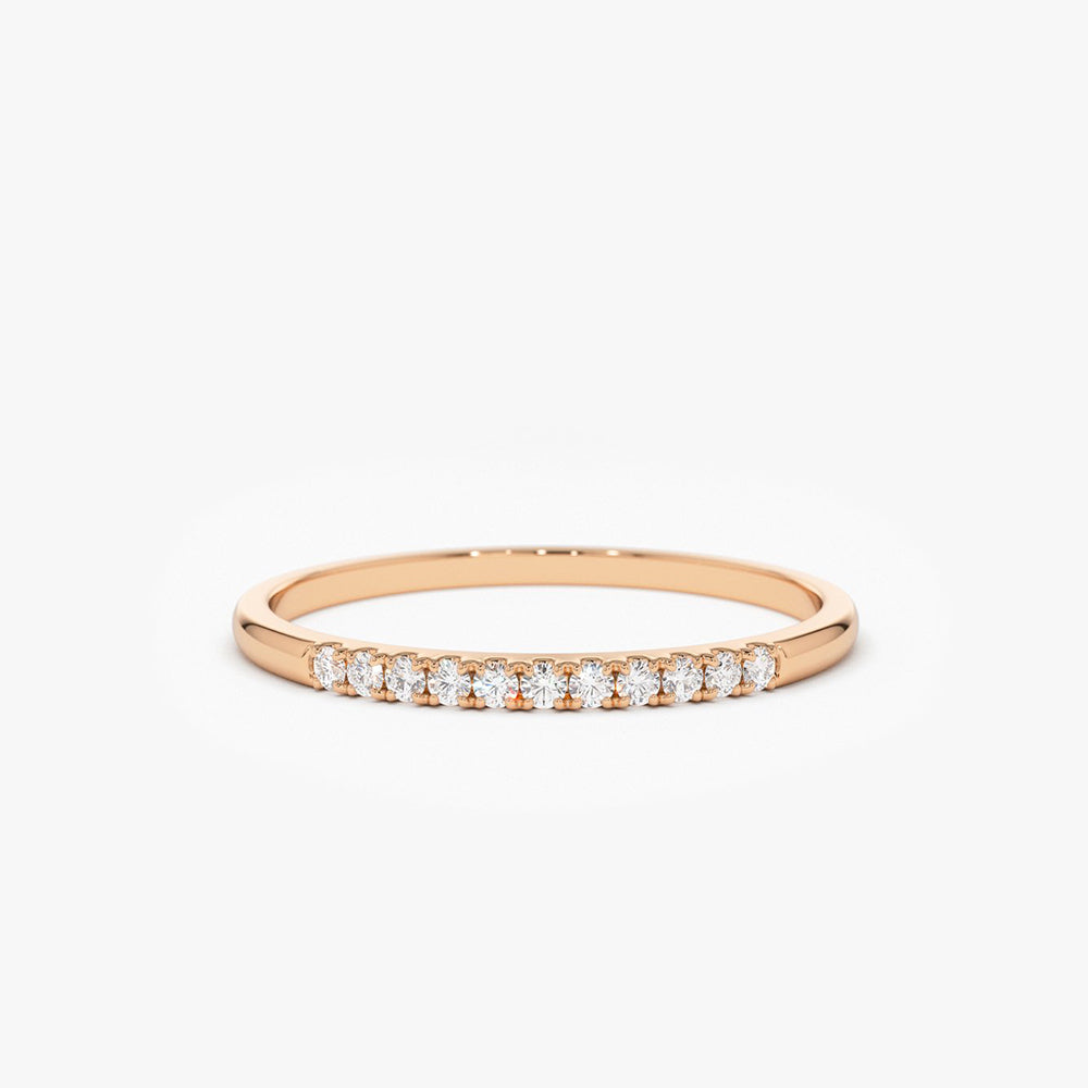 14K Gold 11 Stone Diamond Wedding Band - GeumJewels