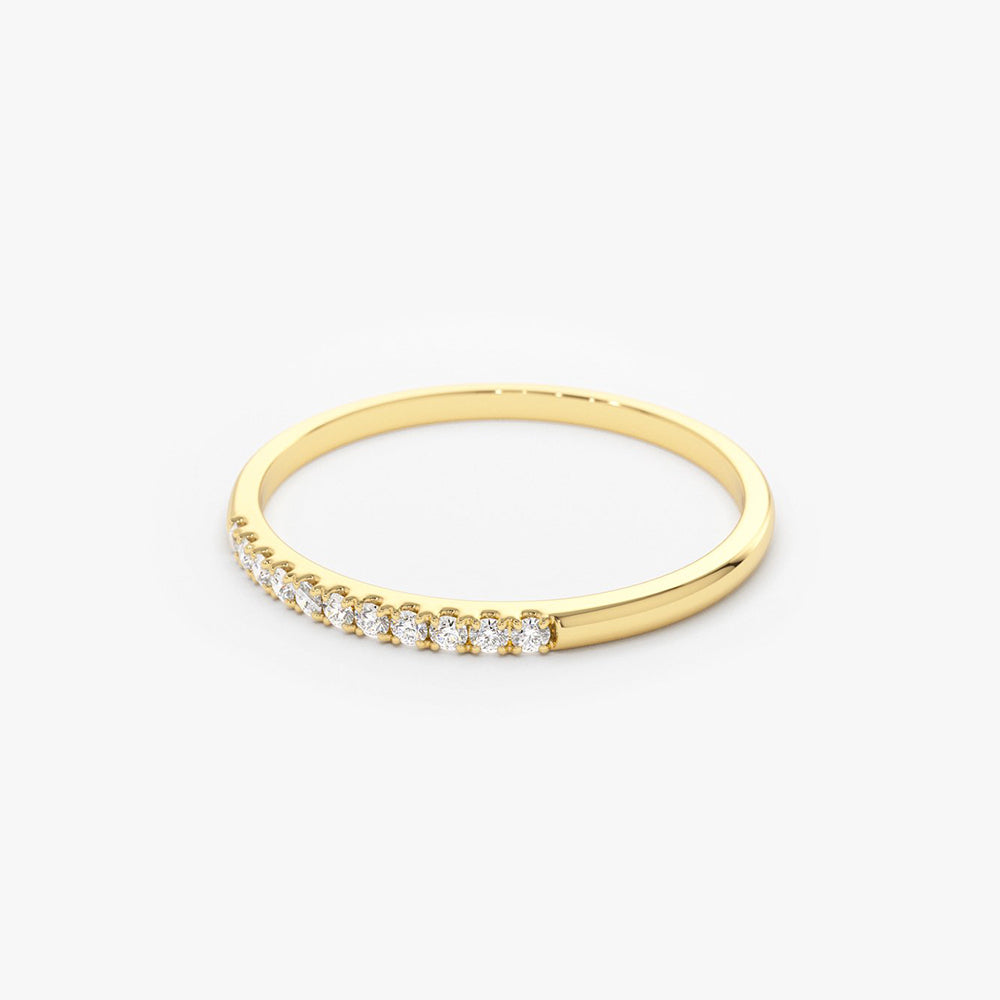 14K Gold 11 Stone Diamond Wedding Band - GeumJewels