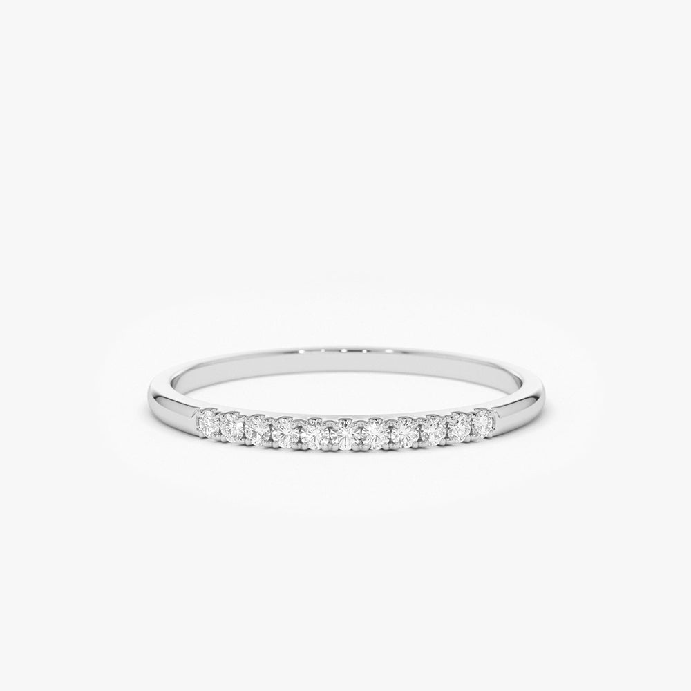 14K Gold 11 Stone Diamond Wedding Band - GeumJewels