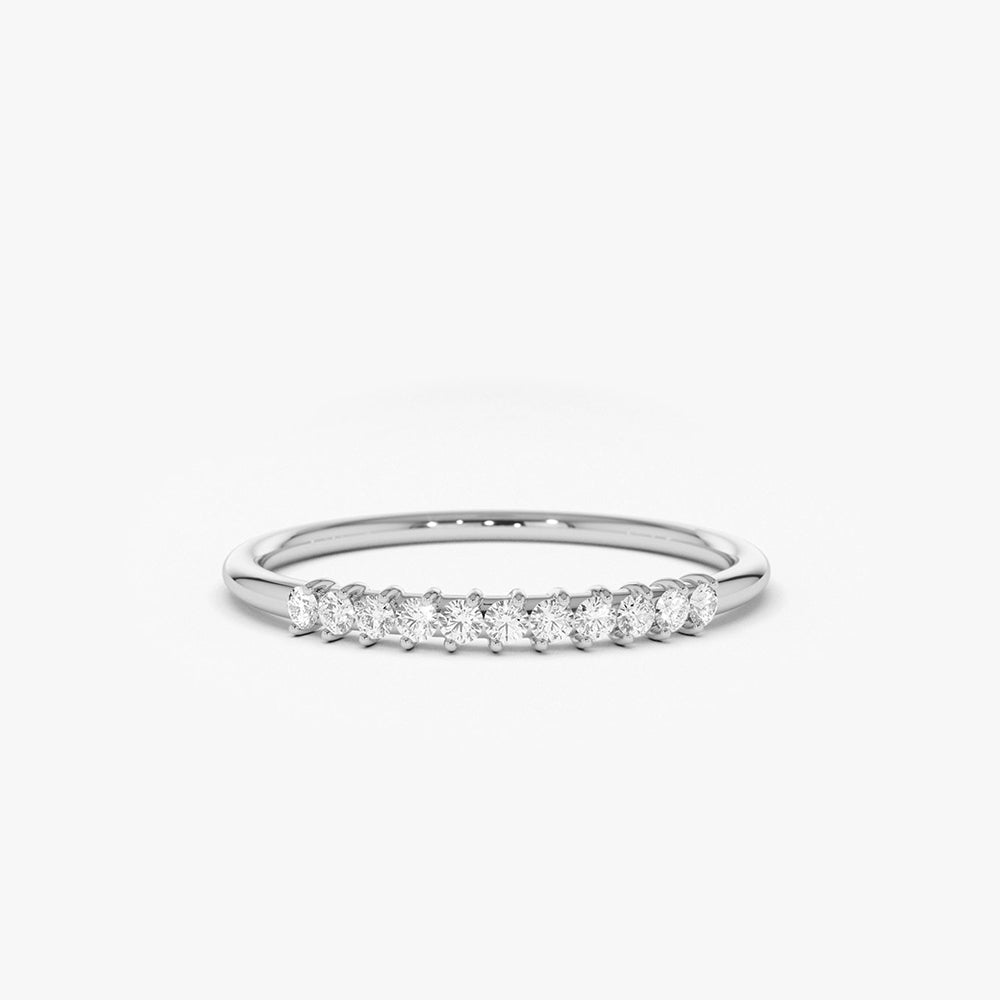 14K Gold 11 Stone Petite Diamond Wedding Band - GeumJewels