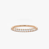 14K Gold 11 Stone Petite Diamond Wedding Band - GeumJewels