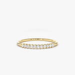 14K Gold 11 Stone Petite Diamond Wedding Band - GeumJewels