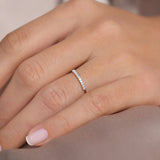 14K Gold 11 Stone Petite Diamond Wedding Band - GeumJewels