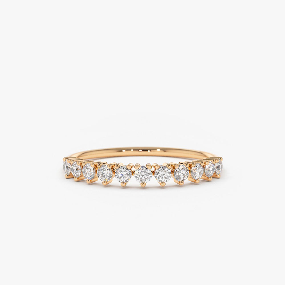 14K Gold 3 Prong Diamond Wedding Ring - GeumJewels