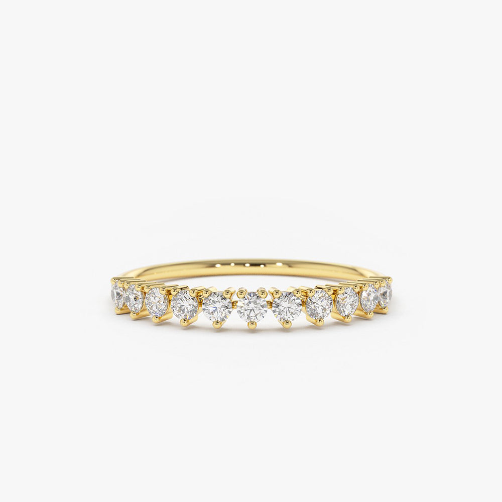 14K Gold 3 Prong Diamond Wedding Ring - GeumJewels