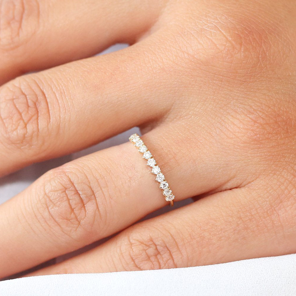 14K Gold 3 Prong Diamond Wedding Ring - GeumJewels
