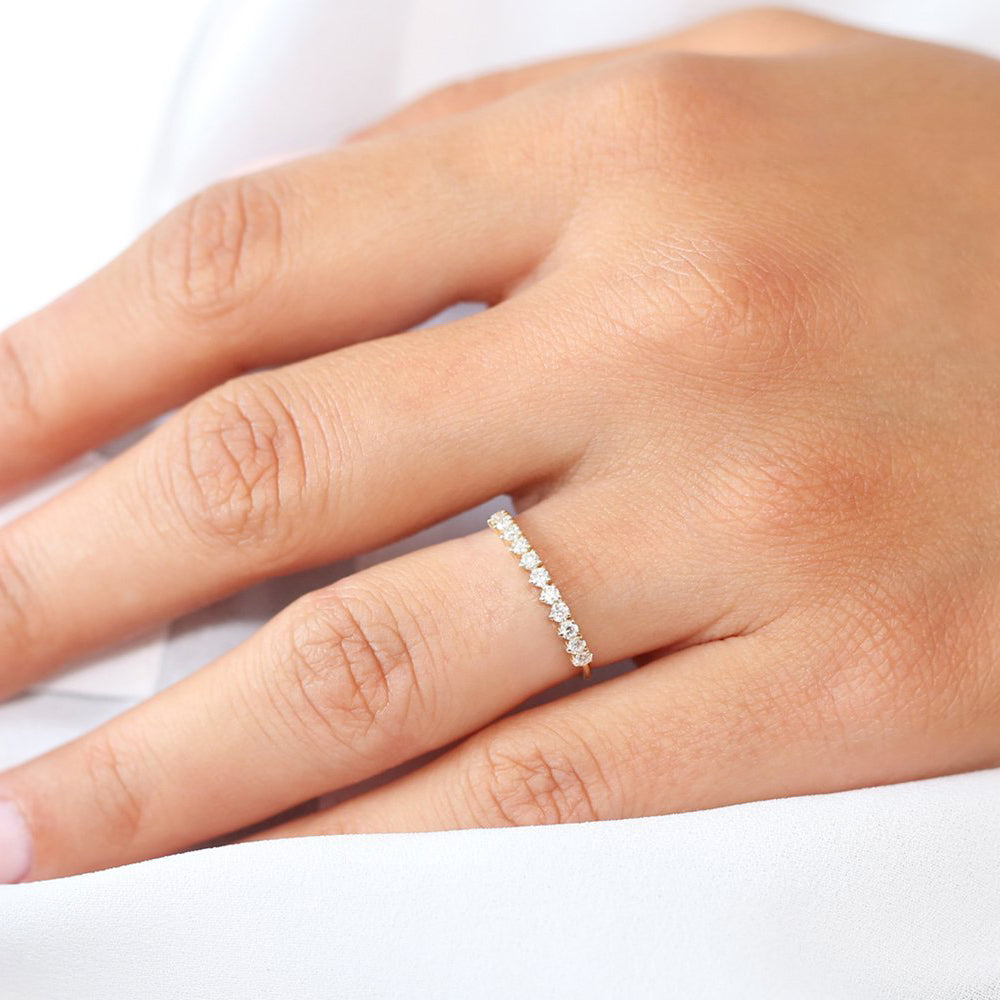14K Gold 3 Prong Diamond Wedding Ring - GeumJewels