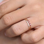 14k Gold 7 Stone Petite Diamond Wedding Band - GeumJewels