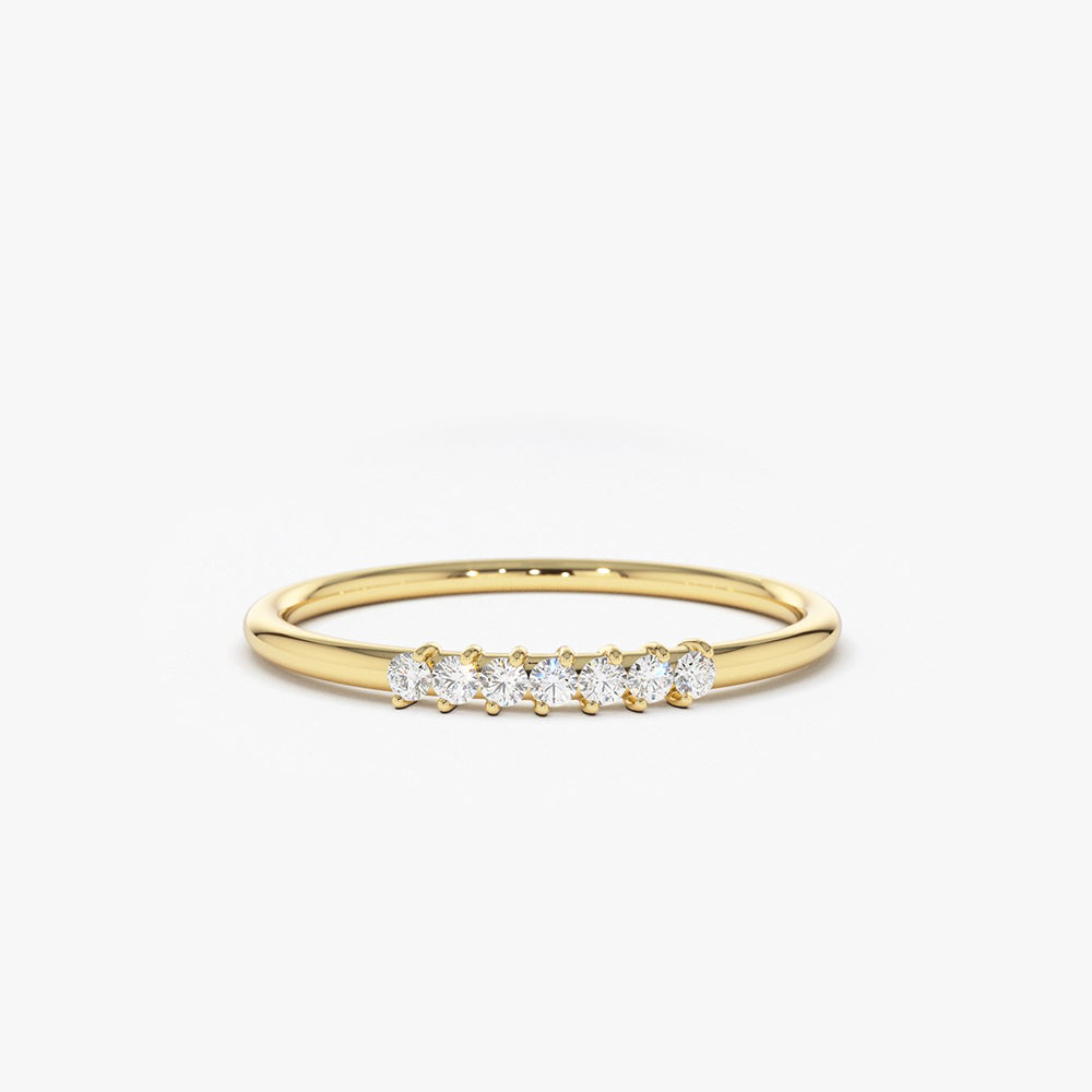 14k Gold 7 Stone Petite Diamond Wedding Band - GeumJewels