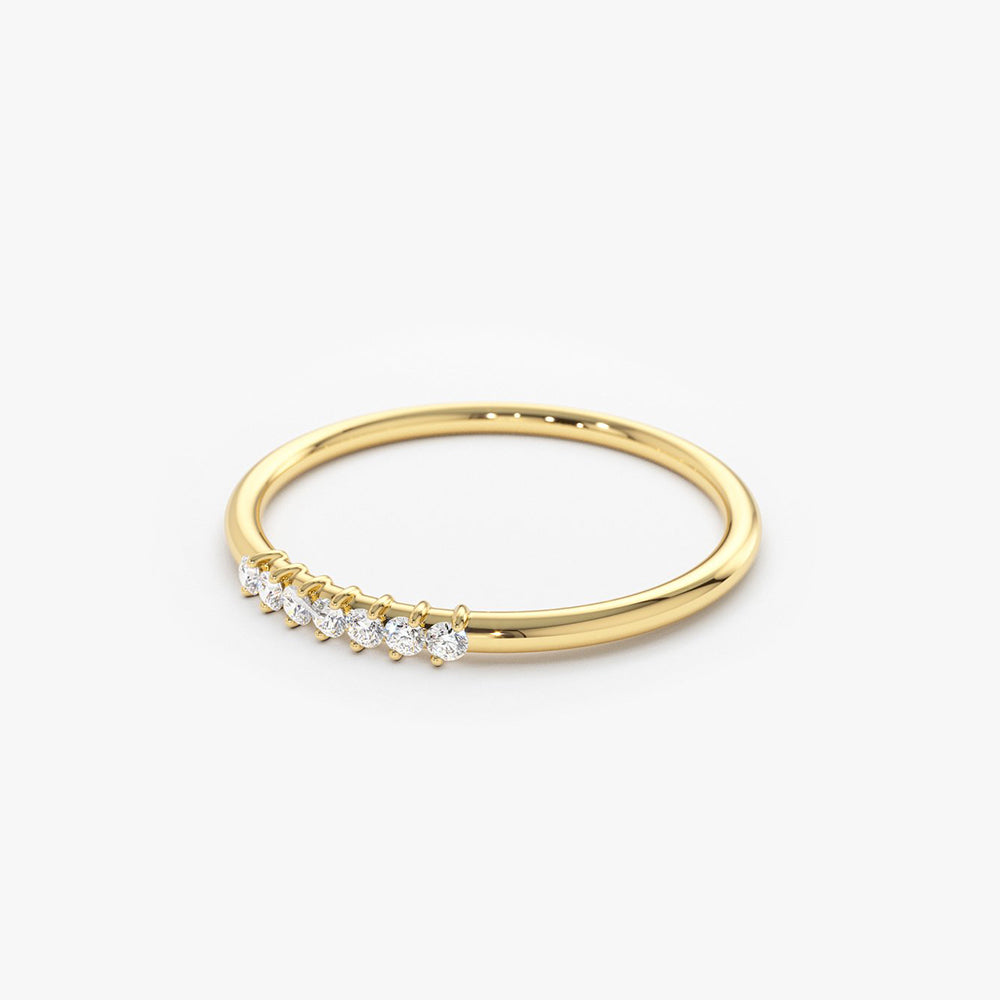 14k Gold 7 Stone Petite Diamond Wedding Band - GeumJewels