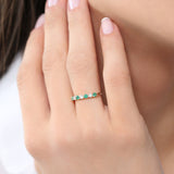 14K Gold Alternating Emerald and Diamond Wedding Band - GeumJewels