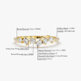 14K Gold Asymmetrical Baguette and Round Diamond Wedding Ring - GeumJewels