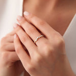 14K Gold Asymmetrical Baguette and Round Diamond Wedding Ring - GeumJewels