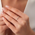 14K Gold Asymmetrical Baguette and Round Diamond Wedding Ring - GeumJewels