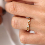 14K Gold Bezel Setting Unique Diamond Wedding Band - GeumJewels