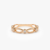 14K Gold Bezel Setting Unique Diamond Wedding Band - GeumJewels