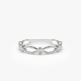 14K Gold Bezel Setting Unique Diamond Wedding Band - GeumJewels