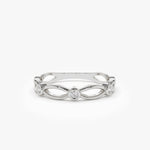 14K Gold Bezel Setting Unique Diamond Wedding Band - GeumJewels