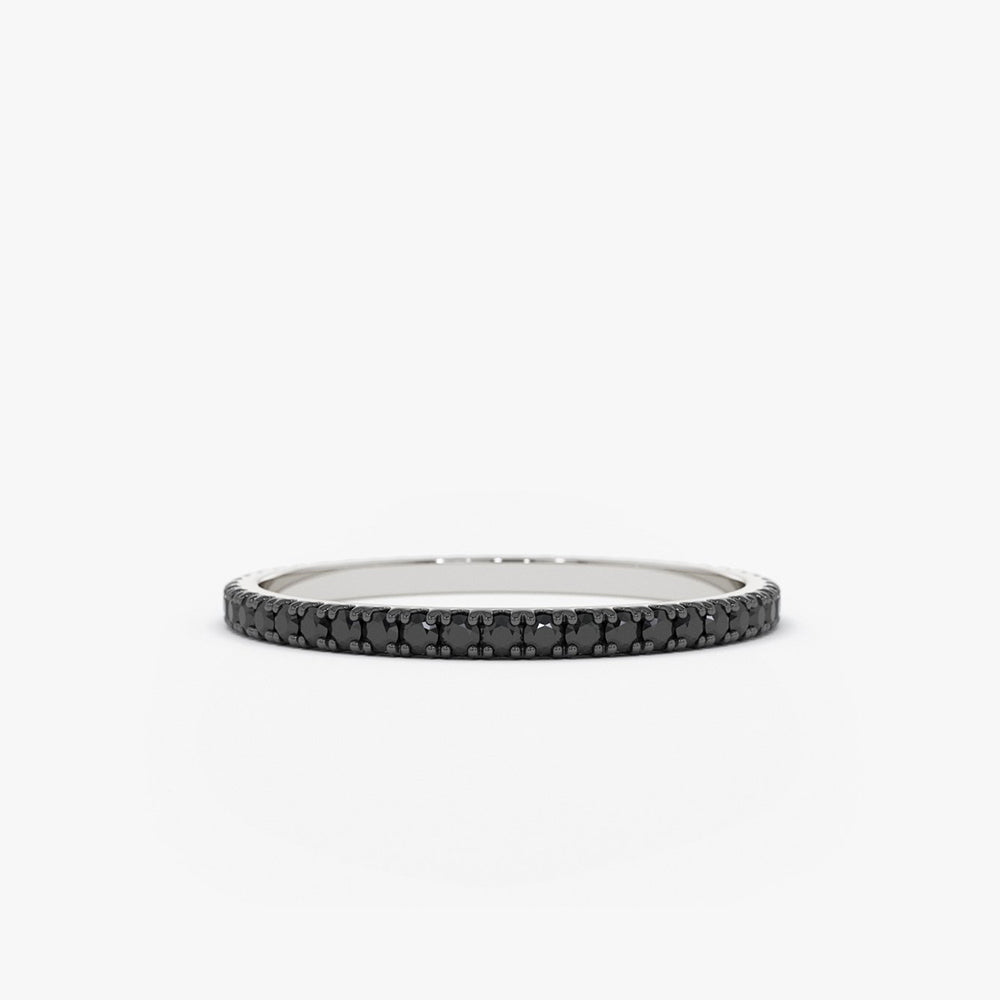 14K Gold Black Diamond Eternity Band - GeumJewels