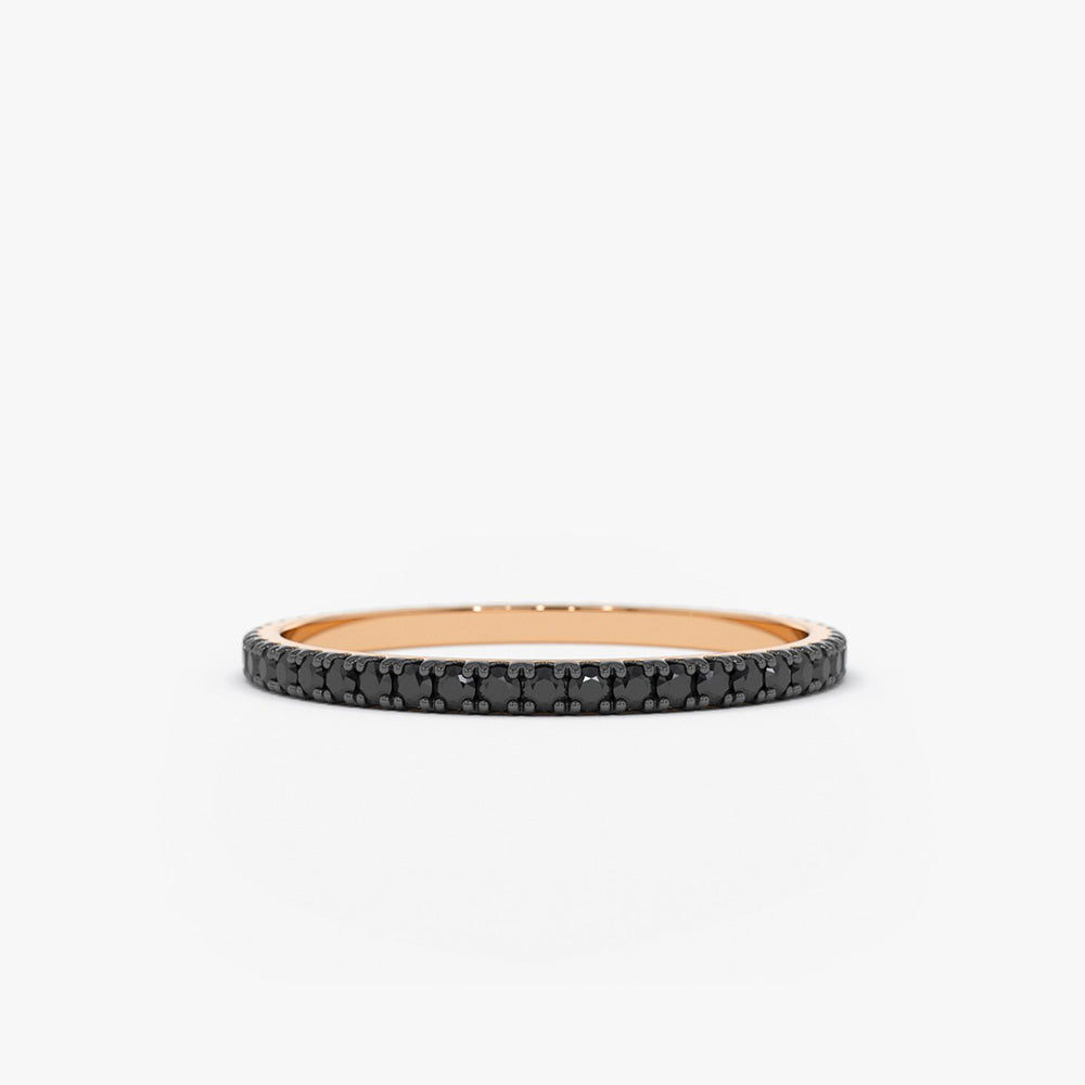 14K Gold Black Diamond Eternity Band - GeumJewels