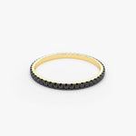 14K Gold Black Diamond Eternity Band - GeumJewels