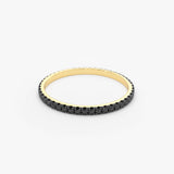14K Gold Black Diamond Eternity Band - GeumJewels