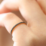 14K Gold Black Diamond Eternity Band - GeumJewels