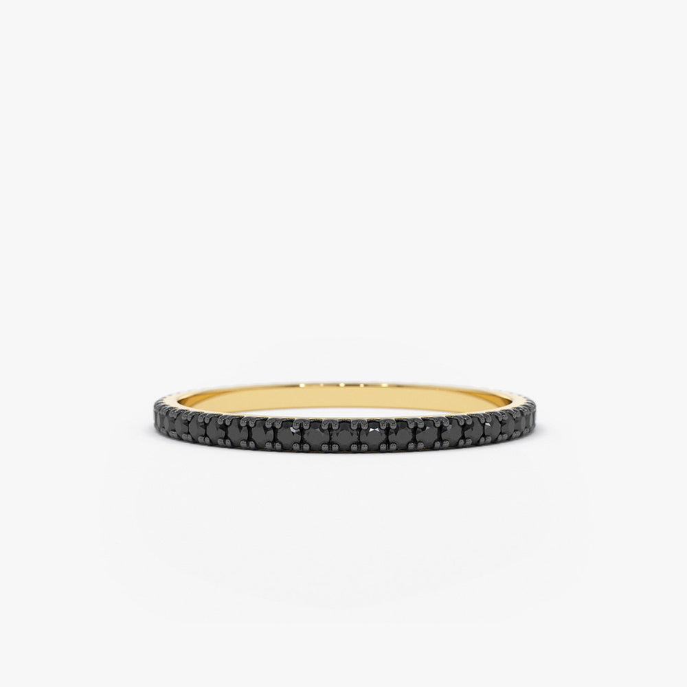 14K Gold Black Diamond Eternity Band - GeumJewels