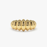 14k Gold Bold Dome Croissant Ring - GeumJewels