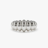14k Gold Bold Dome Croissant Ring - GeumJewels