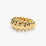 14k Gold Bold Dome Croissant Ring - GeumJewels