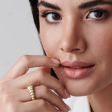 14k Gold Bold Dome Croissant Ring - GeumJewels