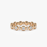 14k Gold Bubble Diamond 3/4 Eternity Wedding Ring - GeumJewels