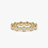 14k Gold Bubble Diamond 3/4 Eternity Wedding Ring - GeumJewels