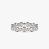 14k Gold Bubble Diamond 3/4 Eternity Wedding Ring - GeumJewels