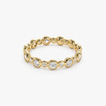 14k Gold Bubble Diamond 3/4 Eternity Wedding Ring - GeumJewels