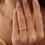 14k Gold Bubble Diamond 3/4 Eternity Wedding Ring - GeumJewels