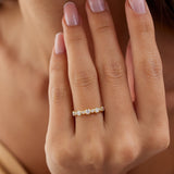 14k Gold Bubble Diamond 3/4 Eternity Wedding Ring - GeumJewels