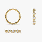 14k Gold Bubble Diamond 3/4 Eternity Wedding Ring - GeumJewels