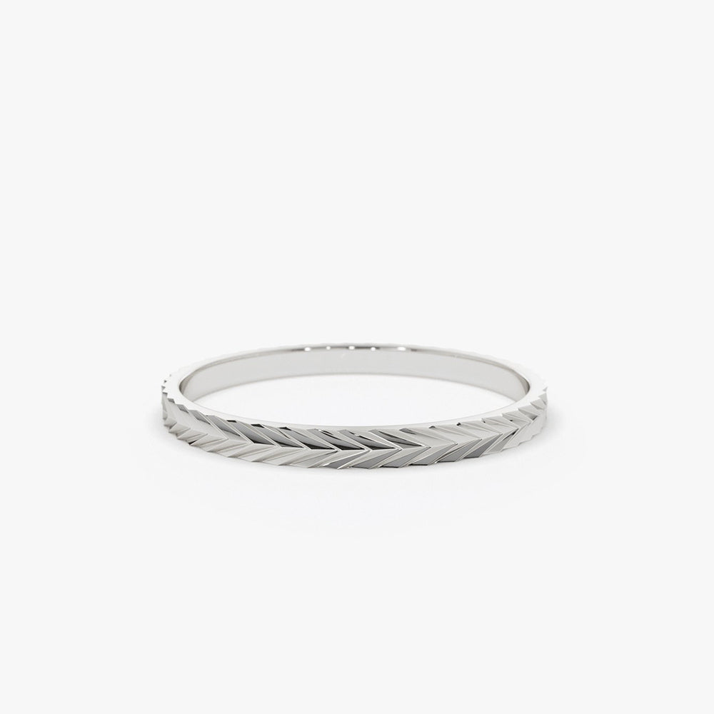 14K Gold Chevron Herringbone Eternity Cut Ring - GeumJewels