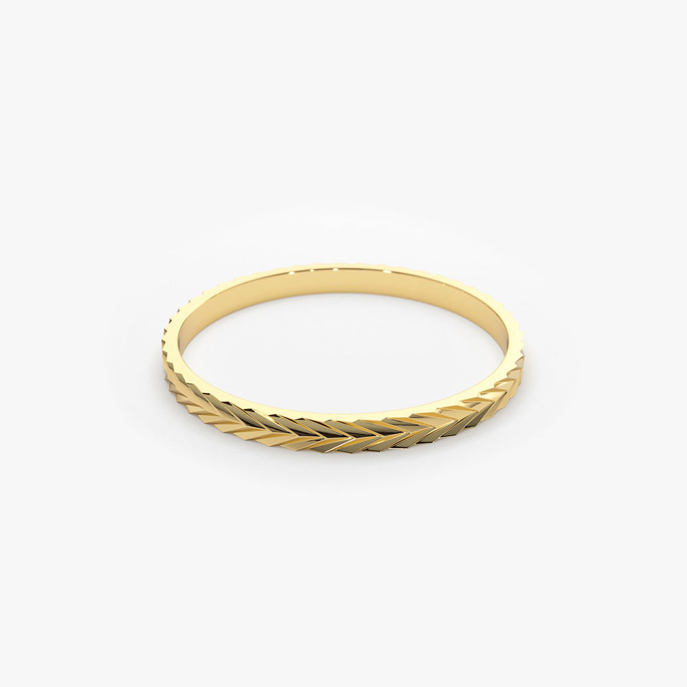 14K Gold Chevron Herringbone Eternity Cut Ring - GeumJewels