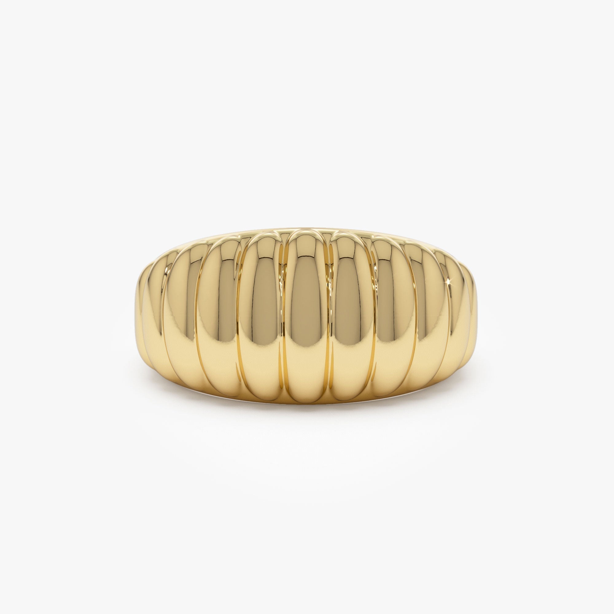 14k Gold Chunky Ribbed Statement Ring - GeumJewels