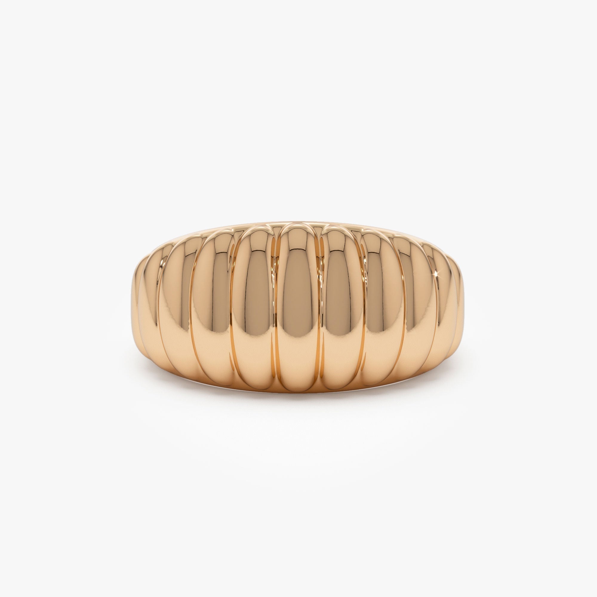 14k Gold Chunky Ribbed Statement Ring - GeumJewels