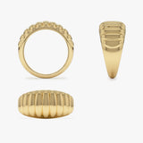 14k Gold Chunky Ribbed Statement Ring - GeumJewels