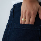 14k Gold Chunky Ribbed Statement Ring - GeumJewels