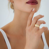 14k Gold Chunky Ribbed Statement Ring - GeumJewels