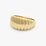 14k Gold Chunky Ribbed Statement Ring - GeumJewels