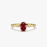 14k Gold Dainty Diamond Genuine Ruby Ring - GeumJewels