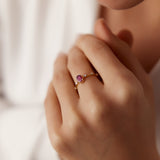 14k Gold Dainty Diamond Genuine Ruby Ring - GeumJewels
