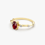 14k Gold Dainty Diamond Genuine Ruby Ring - GeumJewels